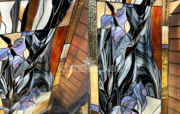 Stained glass sculpture “autumn flowers#2”