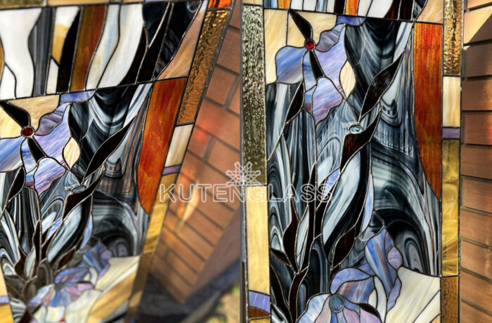 Stained glass sculpture “autumn flowers#2”