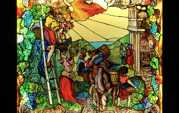 Stained glass painting “Grape pickers”
