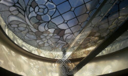 Stained glass in the attic window