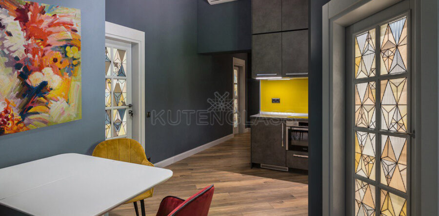 Original stained glass in the doors