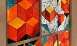 Stained glass window in Op-Art style